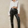 Snake Leather Look Trouser -Ladies Clothing Shop black snake leather look trouser