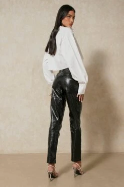 Snake Leather Look Trouser -Ladies Clothing Shop black snake leather look trouser 2