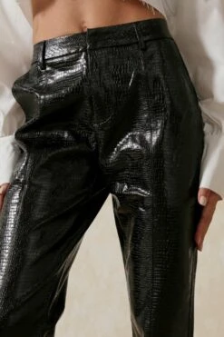 Snake Leather Look Trouser -Ladies Clothing Shop black snake leather look trouser 3