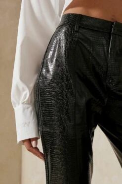 Snake Leather Look Trouser -Ladies Clothing Shop black snake leather look trouser 4