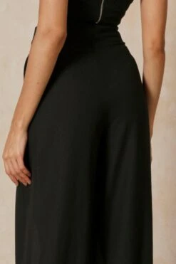 Split Front Wide Leg Trouser -Ladies Clothing Shop black split front wide leg trouser 5