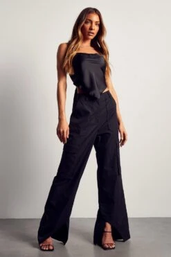 Split Hem Detail Straight Leg Cargo Trouser