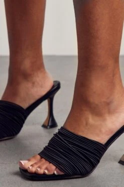 Strappy Cake Stand Heel Mules -Ladies Clothing Shop black strappy cake stand heel mules 1