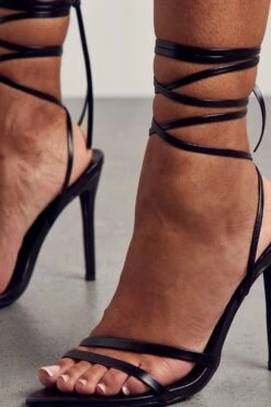 Strappy Pointed Lace Up High Heels 6 Strappy Pointed Lace Up High Heels -Ladies Clothing Shop black strappy pointed lace up high heels 1