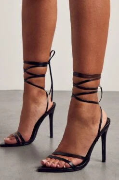 Strappy Pointed Lace Up High Heels 7 Strappy Pointed Lace Up High Heels -Ladies Clothing Shop black strappy pointed lace up high heels 2