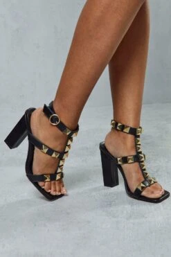 Studded Block High Heels 7 Studded Block High Heels -Ladies Clothing Shop black studded block high heels 2