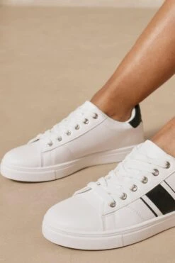 Tab Detail Panelled Trainer -Ladies Clothing Shop black tab detail panelled trainer 2