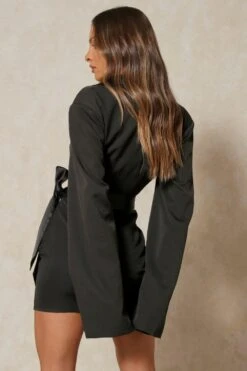 Tailored Cropped Tie Blazer 10 Tailored Cropped Tie Blazer -Ladies Clothing Shop black tailored cropped tie blazer 2