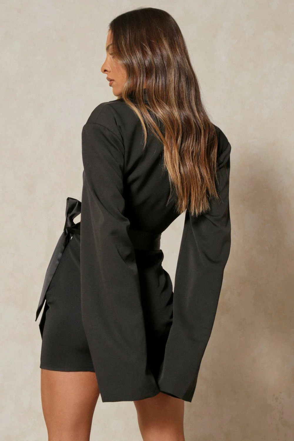 Tailored Cropped Tie Blazer 5 Tailored Cropped Tie Blazer - Image 3