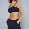 Tailored Premium Strappy Bralet Top -Ladies Clothing Shop black tailored premium strappy bralet top