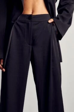 Tailored Wide Leg Pleat Detail Trouser -Ladies Clothing Shop black tailored wide leg pleat detail trouser 1
