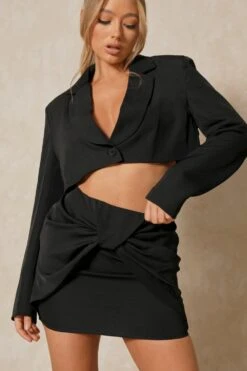 Twist Front Mini Skirt -Ladies Clothing Shop black twist front mini skirt 2