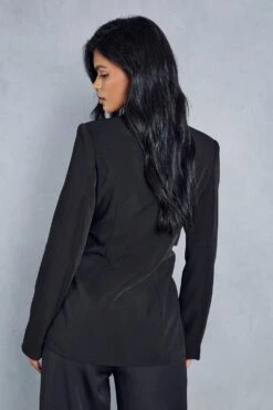 Under Bust Corset Overlay Longline Blazer -Ladies Clothing Shop black under bust corset overlay longline blazer 2