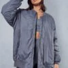 Drop Shoulder Oversized Bomber Jacket -Ladies Clothing Shop blue drop shoulder oversized bomber jacket