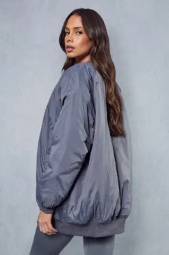 Drop Shoulder Oversized Bomber Jacket -Ladies Clothing Shop blue drop shoulder oversized bomber jacket 2