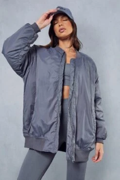 Drop Shoulder Oversized Bomber Jacket