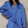 Miss Joslin Embossed Satin Blazer -Ladies Clothing Shop blue miss joslin embossed satin blazer