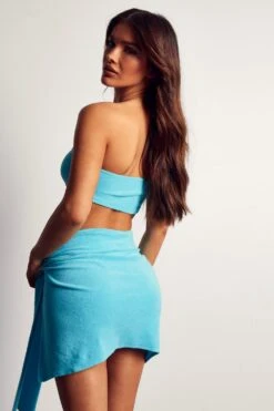 Miss Joslin Towelling Wrap Mini Skirt -Ladies Clothing Shop blue miss joslin towelling wrap mini skirt 3