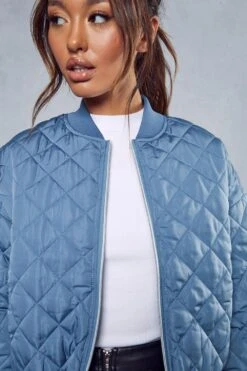 Quilted Oversized Bomber Jacket -Ladies Clothing Shop blue quilted oversized bomber jacket 5