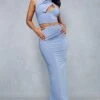 Soft Touch Double Layer Draped Top & Maxi Skirt Co-ord -Ladies Clothing Shop blue soft touch double layer draped top maxi skirt co ord