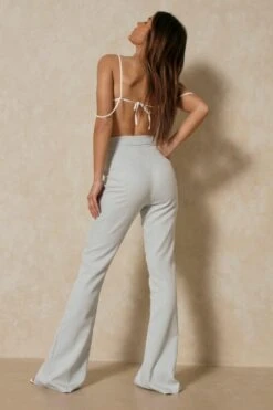 Split Front Flared Leg Trouser -Ladies Clothing Shop blue split front flared leg trouser 1