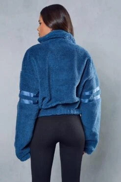 Teddy Stripe Detail Jumper -Ladies Clothing Shop blue teddy stripe detail jumper 2