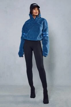 Teddy Stripe Detail Jumper -Ladies Clothing Shop blue teddy stripe detail jumper 3