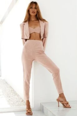 Faux Suede High Waisted Skinny Trouser