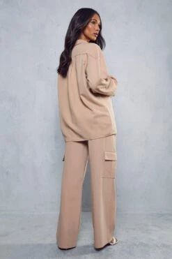 Luxe Twill Utility Cargo Pocket Trouser -Ladies Clothing Shop blush luxe twill utility cargo pocket trouser 2