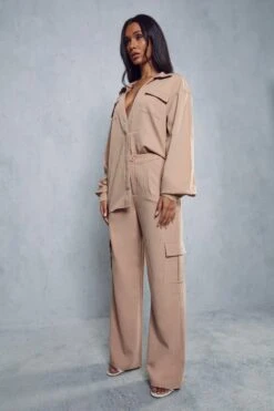 Luxe Twill Utility Cargo Pocket Trouser -Ladies Clothing Shop blush luxe twill utility cargo pocket trouser 3