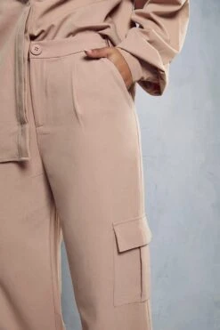 Luxe Twill Utility Cargo Pocket Trouser -Ladies Clothing Shop blush luxe twill utility cargo pocket trouser 4
