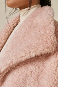 Oversized Collar Teddy Jacket -Ladies Clothing Shop blush oversized collar teddy jacket 5