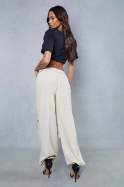 Folded Waist Pleated Trouser -Ladies Clothing Shop bone folded waist pleated trouser 2