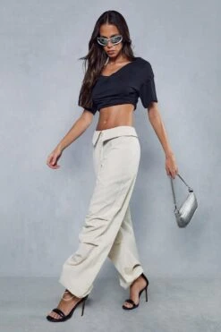 Folded Waist Pleated Trouser -Ladies Clothing Shop bone folded waist pleated trouser 3