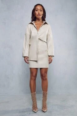 Leather Look High Side Mini Skirt -Ladies Clothing Shop buttercup leather look high side mini skirt 3