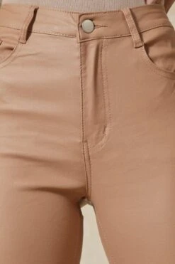 Flared Leg Coated Jeans -Ladies Clothing Shop camel flared leg coated jeans 4