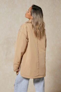 Nylon Pocket Detail Shacket -Ladies Clothing Shop camel nylon pocket detail shacket 2