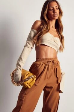 Pocket Detail Cuffed Cargo Pant -Ladies Clothing Shop camel pocket detail cuffed cargo pant 4