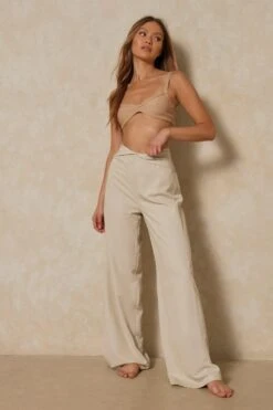 Ribbed Ruched Front Bralette -Ladies Clothing Shop camel ribbed ruched front bralette 3