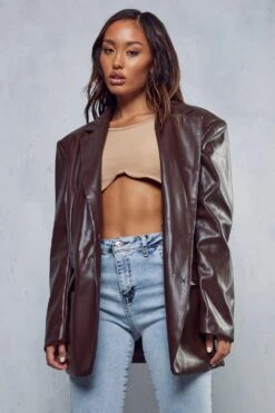 Leather Look Oversized Blazer