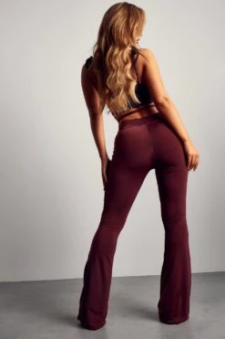 Slinky Ruched Front Trouser -Ladies Clothing Shop chocolate slinky ruched front trouser 1 2