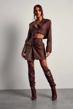 Spliced Button Detail Mini Skirt