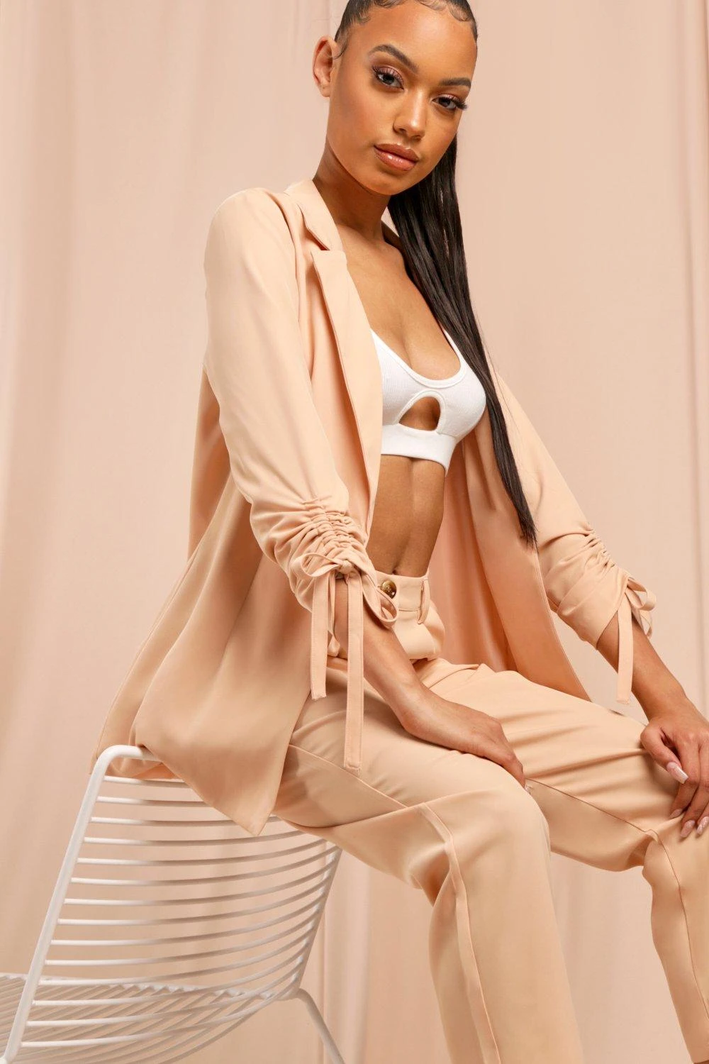 Oversized Ruched Sleeve Blazer 4 Oversized Ruched Sleeve Blazer - Image 2