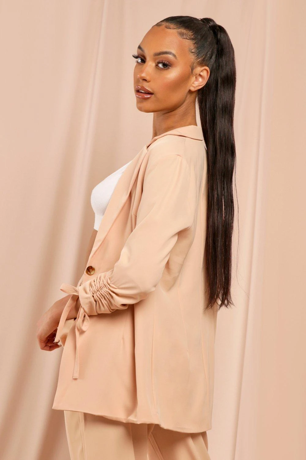 Oversized Ruched Sleeve Blazer 5 Oversized Ruched Sleeve Blazer - Image 3