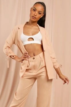 Oversized Ruched Sleeve Blazer