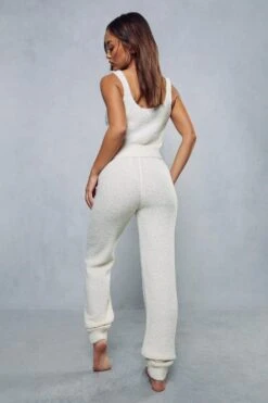 Cosy Knit Crop Top & Jogger Co-ord -Ladies Clothing Shop cream cosy knit crop top jogger co ord 2