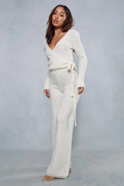 Cosy Knit Wrap Top -Ladies Clothing Shop cream cosy knit wrap top 3