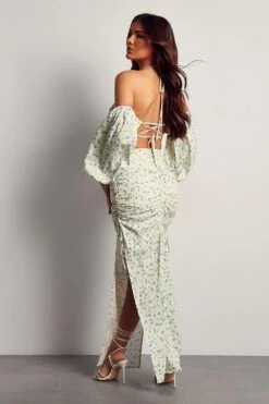 Ditsy Floral Side Split Two Piece Co-ord Set -Ladies Clothing Shop cream ditsy floral side split two piece co ord set 2