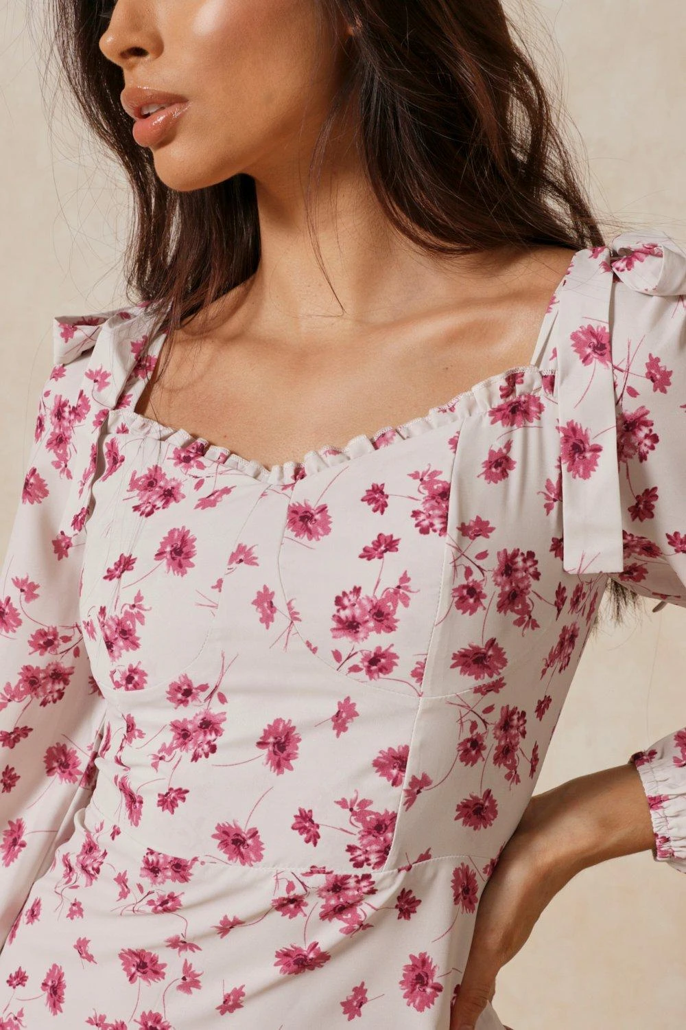 Floral Frill Detail Square Neck Dress 4 Floral Frill Detail Square Neck Dress - Image 2
