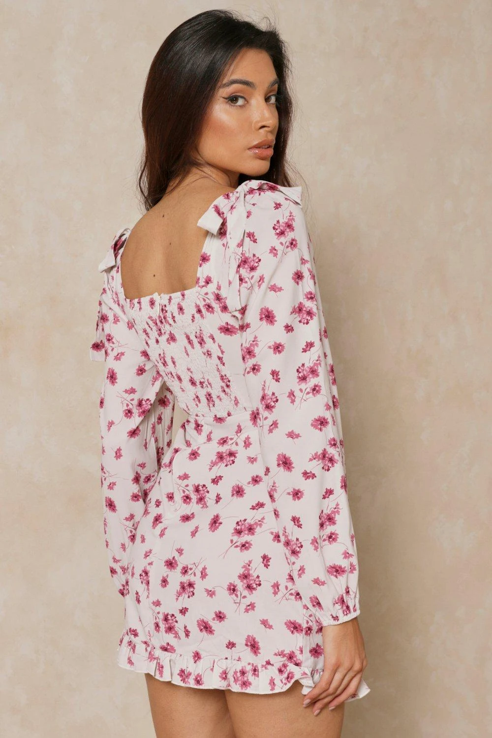 Floral Frill Detail Square Neck Dress 5 Floral Frill Detail Square Neck Dress - Image 3